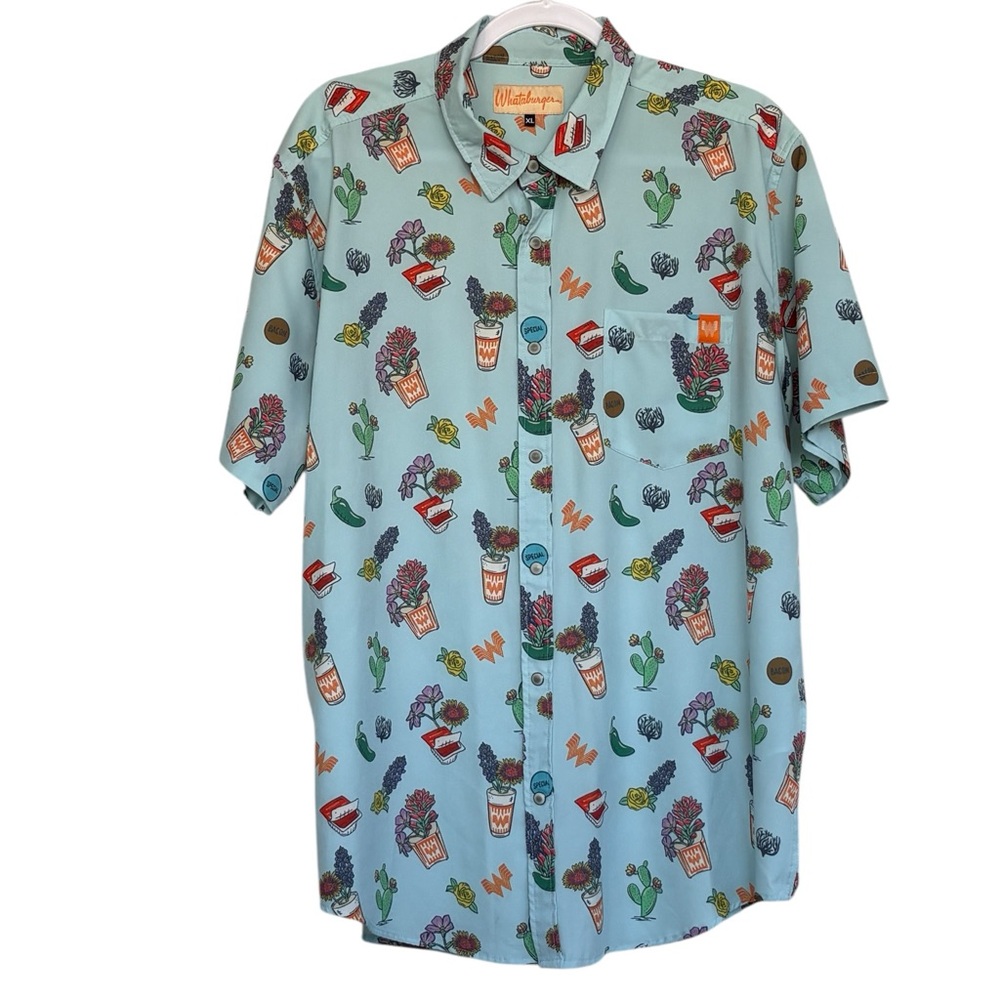 Whataburger Restaurant Pearl Snap Hawaiian Shirt Size XL